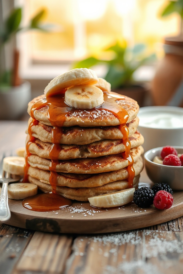 fluffy banana cinnamon pancakes