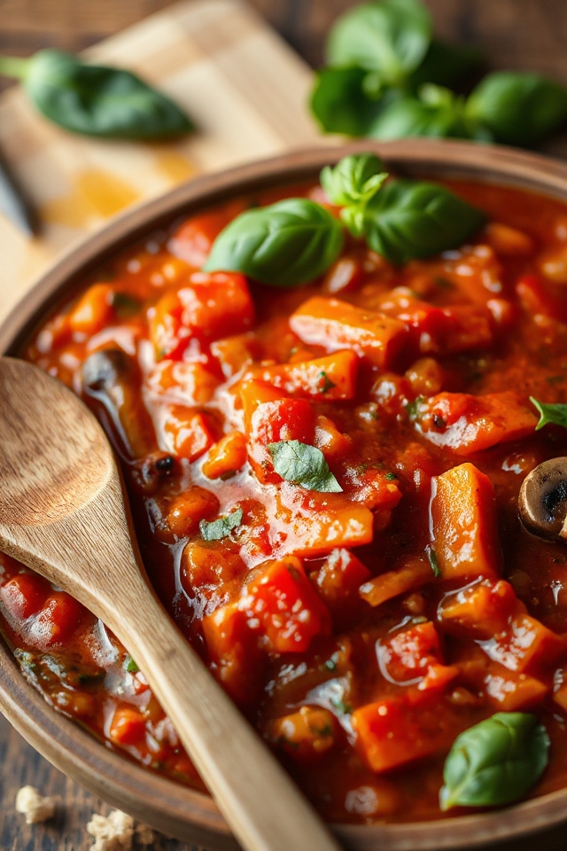 homemade vegetarian marinara sauce