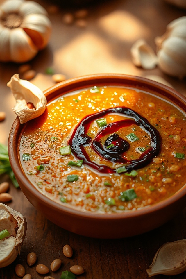 savory lentil soup preparation
