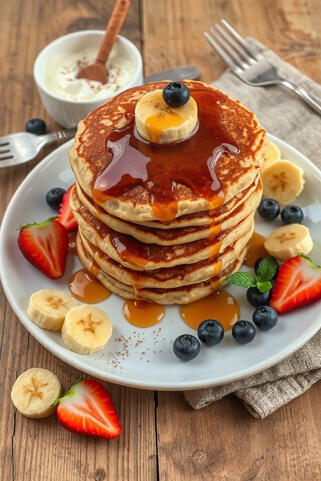 vegetarian banana cinnamon pancakes
