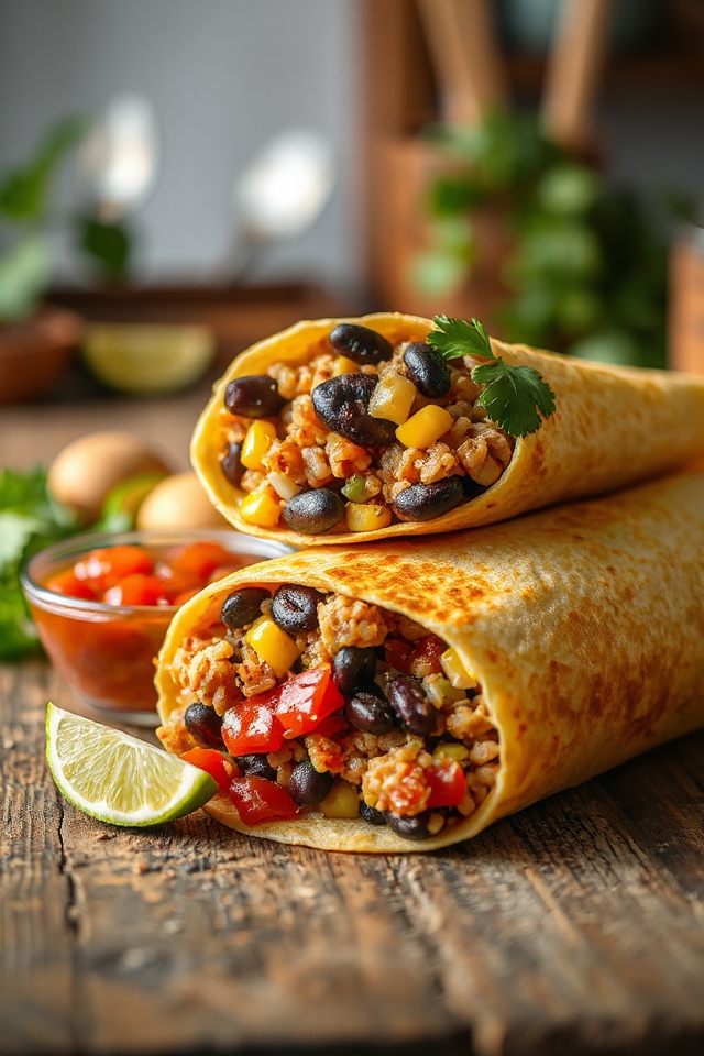 vegetarian corn bean wraps