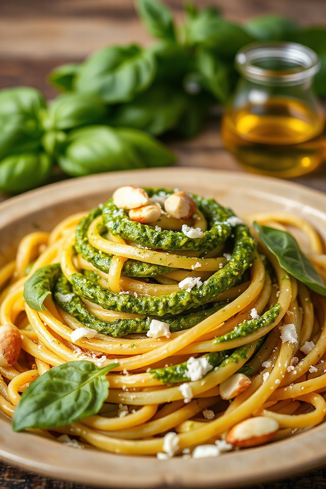 vegetarian pesto linguine recipe