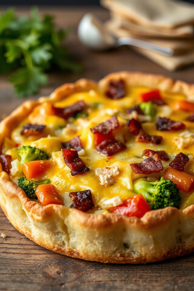 vegetarian quiche with potato crust