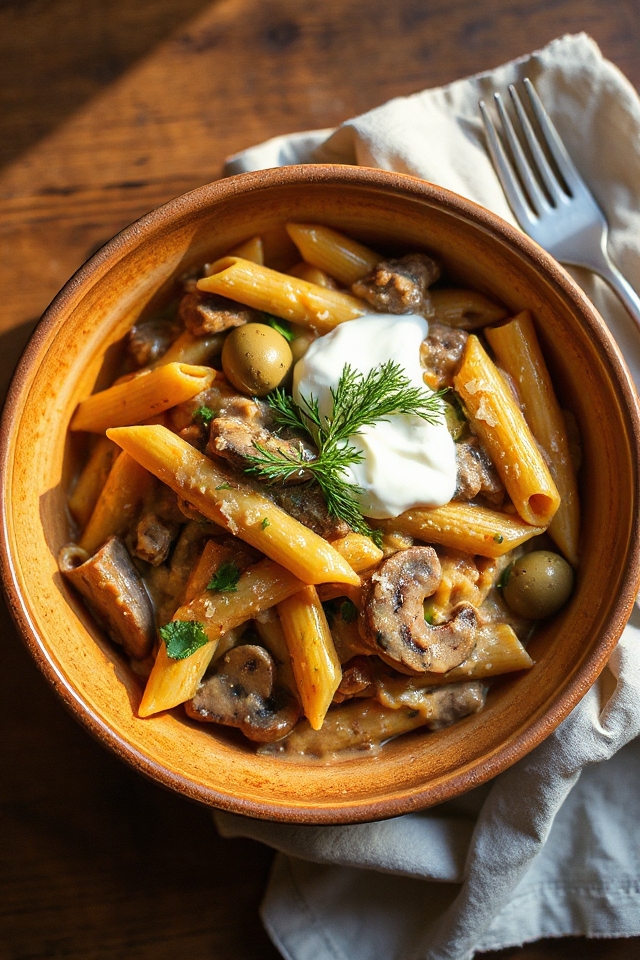 vegetarian stroganoff cooking instructions