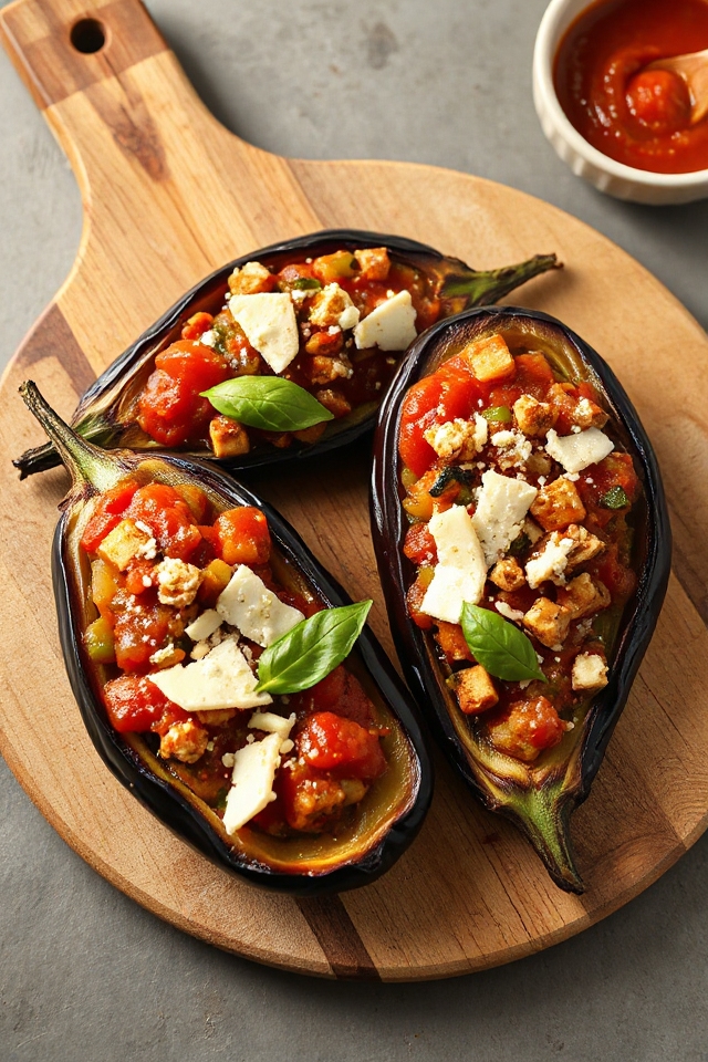 vegetarian stuffed roasted eggplant