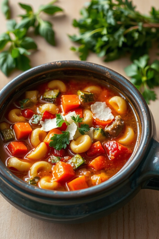 warm flavorful vegetable soup